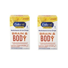 Enfamil Prenatals & Baby Vitamin Poly-Vi-Sol with Iron Multivitamin Supplement Drops for Infants and Toddlers, 50 mL dropper bottle, (Pack of 2)
