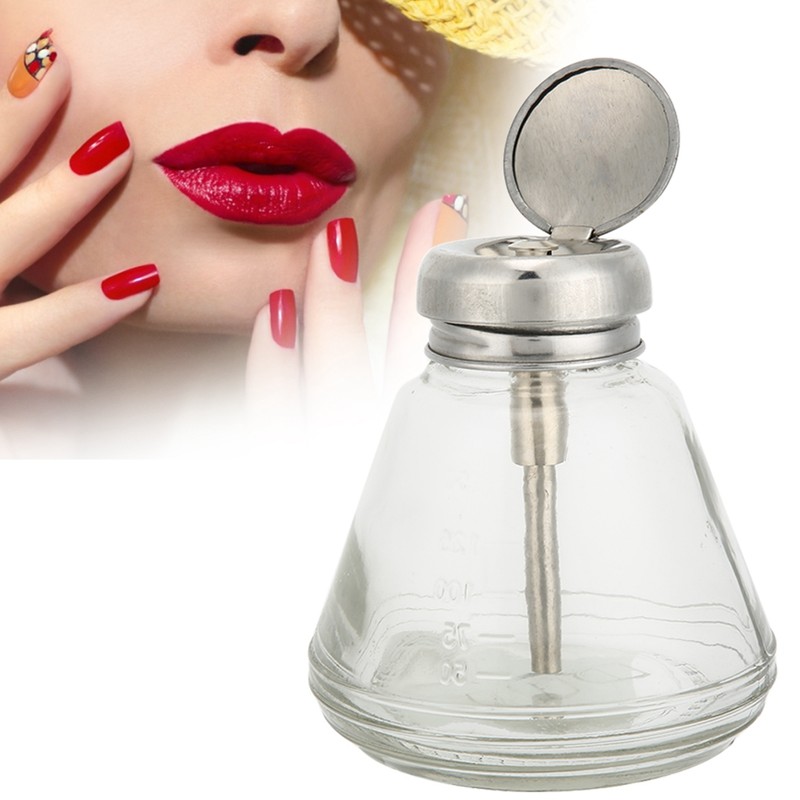 150ml Nail Art Pump Dispenser Transparent Liquid Container Pressing Bottle