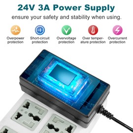 inShareplus 24V 72W DC LED Power Supply, LED Driver100-240V AC to DC 24 Volt 3Amp Low Transformer, with 5.5mm x 2.1mm DC Plug, Adapter for 24V LED Strip Light,LED Display,CCTV Camera