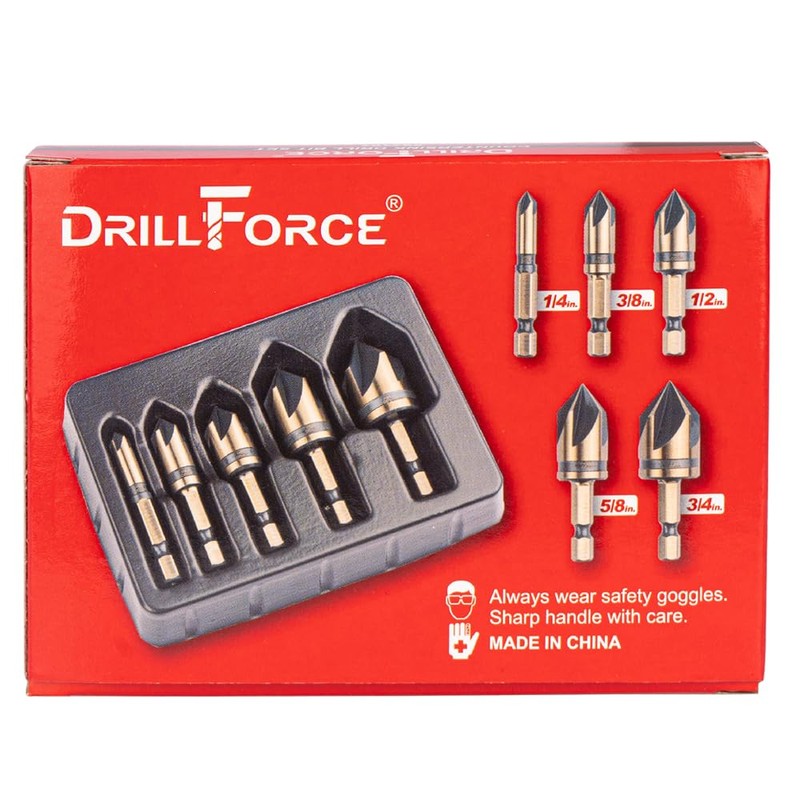 VALYRIANTOOL Cobalt Countersink Drill Bits Set(5PCS), M35 HSSCO 82 Degree