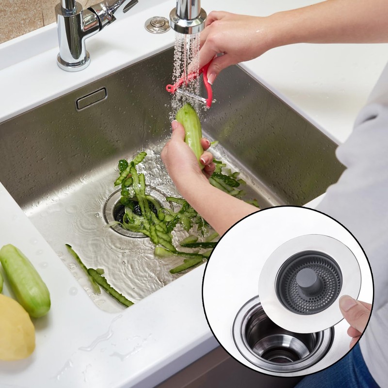 Casoter 3-in-1 Sink Plug Kitchen Sink Strainer and Stopper Combo
