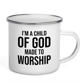 Flairy Land Christian Camper Mug 12oz - Made To Worship - Religious Gift Blessed Faithful Thankful Joyful God Prayer Friendship Long Distance Couple Catholic