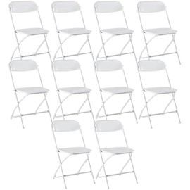 DUMOS 4 Pack Folding Chairs, Plastic Chairs with 330-Pound Capacity, Sturdy Metal Frame, Easy to Fold and Store, Comfortable for Indoor & Outdoor Use, Perfect for Home, Office, and Parties, White
