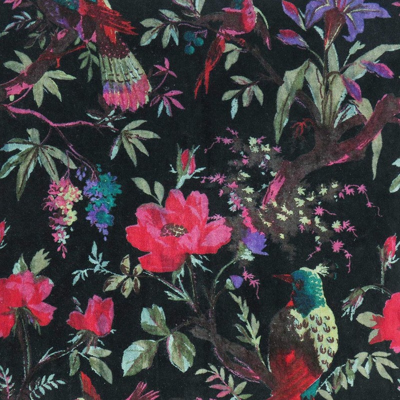 EYES OF INDIA - 24" Black Velvet Bird Throw Sofa