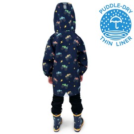JAN & JUL Boys' Waterproof Rain Jacket, Windproof Raincoat for Kids (Big Trucks, Size 6Y)