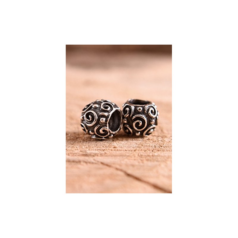 Battle-Merchant Viking Beard Bead for Dreadlocks Silver with Spirals Inner