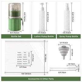 SESENSE 4-in-1 Travel Bottles for Toiletries, TSA Approved Travel Size Toiletries, Leak Proof Refillable Travel Size Shampoo and Conditioner Sets with Wall-Mountable Suction Cup, Green