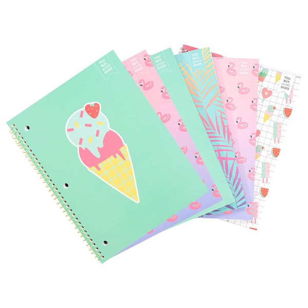 Yoobi College Ruled 8 x 10.5” Spiral Notebook Set –