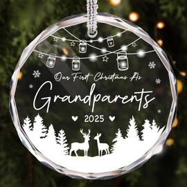 Our First Christmas As Grandparents Ornament 2025, Promoted to Grandparents Gifts for New Grandparent, Baby Pregnancy Announcement Ornament Gifts for First Time Grandparent