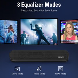 GZOYFC Sound Bar for Smart TV, Soundbar with Bluetooth/ARC/Opt/AUX Connect, Auto Volume Boost, 3 Equalizer Modes, 2 in 1 Detachable Soundbar for TV/PC/Gaming/Projectors
