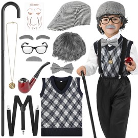 Joycover Old Man Costume For Kids Boys 100 Days Of School Costume Grandpa costume for kids With Real accessories