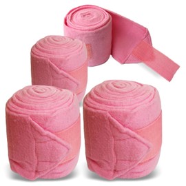 Fleece Bandages for Horse with- Horse Fleece Bandages in Set of 4 with Practical Storage Bag (Pony, Pink)