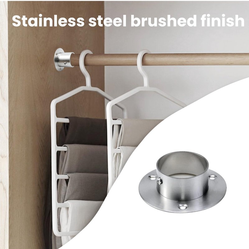 Antrader 4-Pack Stainless Steel Closet Rod Flange 2-Inch Dia. Adjustable