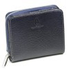 Hush Puppies Italian Leather Cowhide Round Zipper Bifold Wallet (Navy)