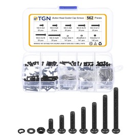 DTGN 562Pcs M2-0.4x4/6/8/10/12/16/20mm Button Head Socket Cap Screws - Carbon Steel Bolt Nut Set Washer Assortment Kit - Good for Road Bicycle, Mountain Bike, Auto