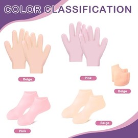 Juego de 6 pares de calcetines hidratantes de silicona, guantes y tacones para pies y manos agrietados secos, antideslizantes, suaves, para spa, pedic