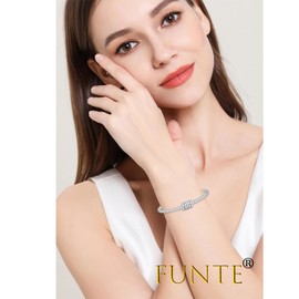 FUNTE Sterling Silver Bracelets For Women 925 Sterling Silver Bead Bracelet Adjustable Friendship Bracelets Jewellery Gifts For Women