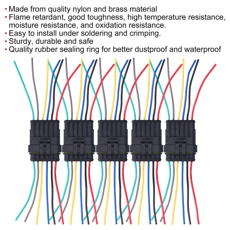 5Pcs Way Car Electrical Connector Waterproof Antiflaming Resilient Antioxidant Automotive