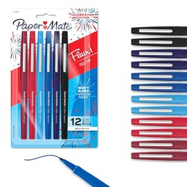 Paper Mate® Flair Felt Tip Pens, Medium Point (0.7mm), Assorted Colors, 12 Count, USA 250th Anniversary Edition