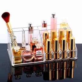 ONEPEARL(LABEL)  Makeup organizer stand Glass and Acrylic Makeup and Lipstick Organizer - 16 Sections