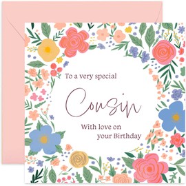 Old English Co. To A Very Special Cousin Birthday Card - Sweet Cute Floral Card for Her Cousin Card | Flower Happy Birthday From Cousin | Blank Inside & Envelope Included