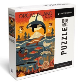 Lantern Press 1000 Piece Jigsaw Puzzle, Orcas Island, Washington, Marine Animals, Geometric