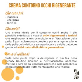 THALEAE, Regenerating Eye Contour Cream 15 ml, with 98.95% Natural Ingredients, with Regenerating and Energising Function, Also Suitable for Sensitive Skin, Made in Italy