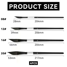 BRIOTA 4PCS Dagger Paint Brush Set, Long Liner for Watercolour Gouache