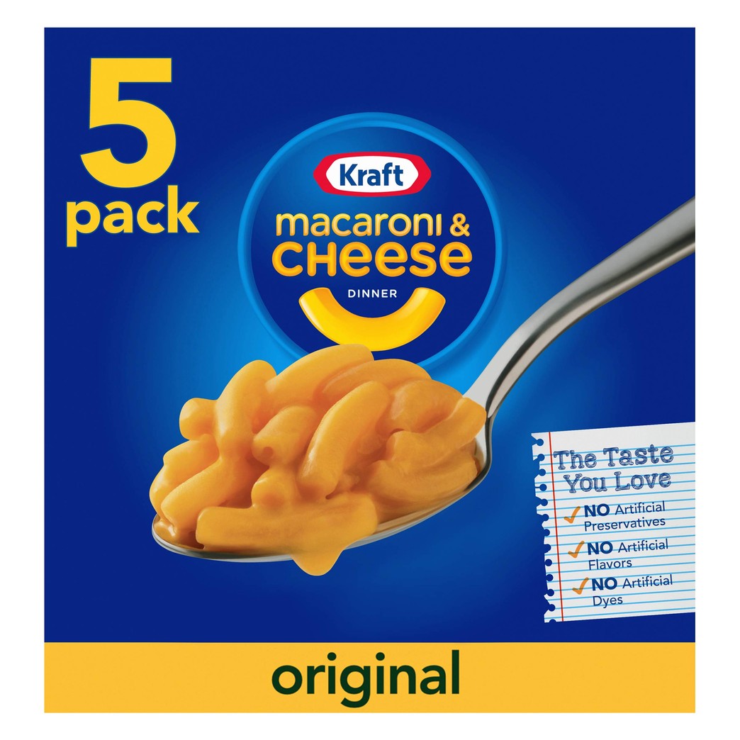 Kraft Macaroni & Cheese, Original, 5-pack, 36.25 oz