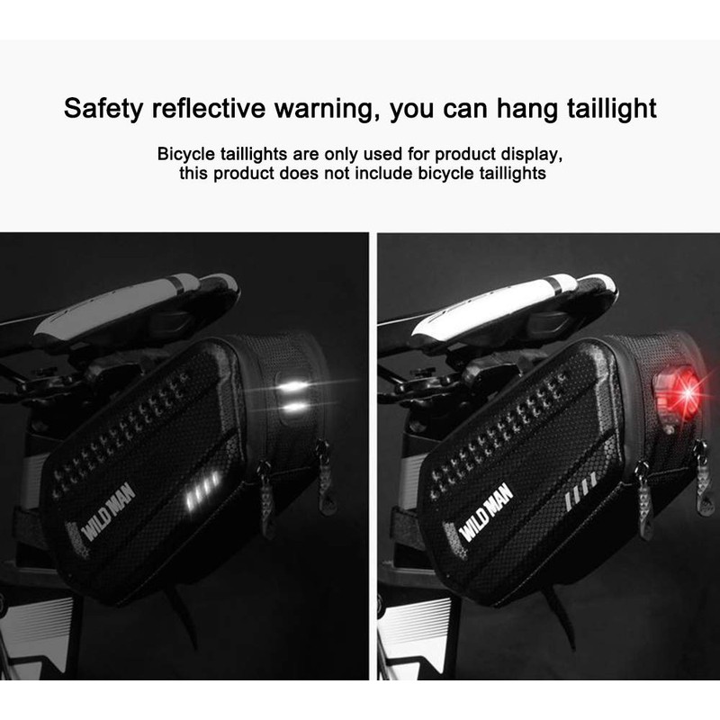 WILD MAN 1.2L Cycling Waterproof Hard Shell Bike Saddle Bag