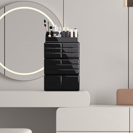 Readaeer Makeup Cosmetic Organizer Storage Drawers Display Boxes Case with 12 Drawers (Black)