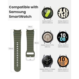 Jiamus 20 mm Strap Compatible with Galaxy Watch 7/6/5/4/FE 40 mm 44 mm, Watch 6 Classic 47 mm 43 mm, 4 Classic 42 mm 46 mm, 5 Pro 45 mm - Gapless for Men and Women