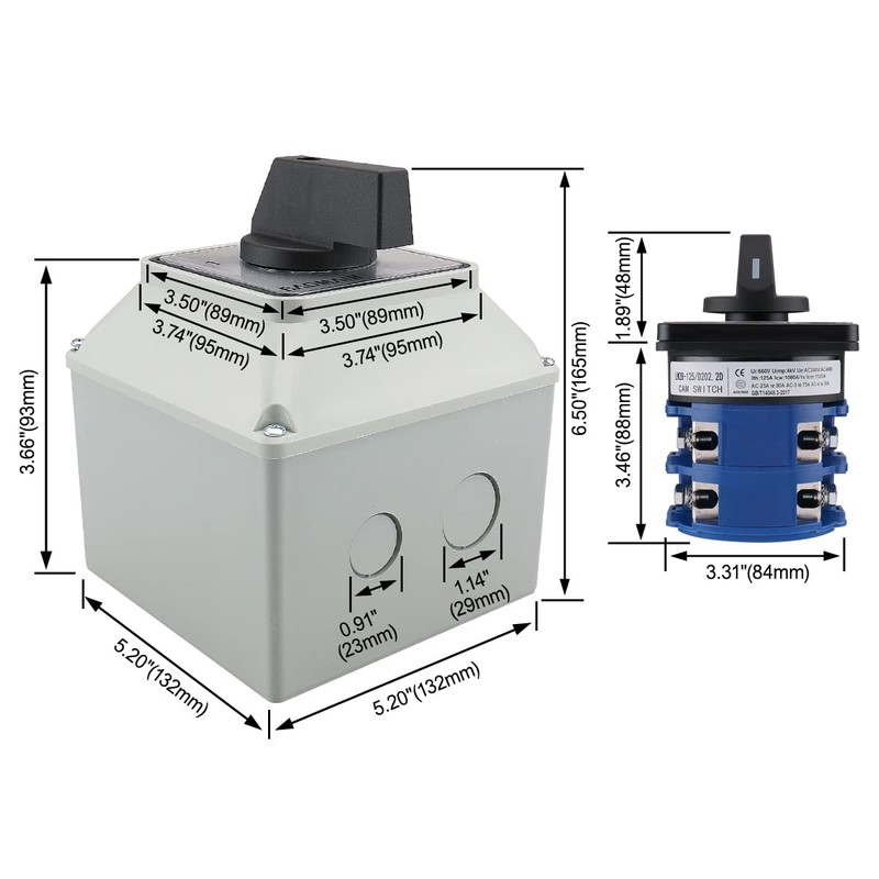 Baomain Universal Rotary Changeover Switch 125A 660V LW28-125/D202.2D with Master