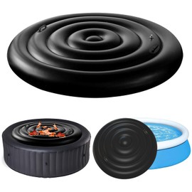 5.2 Ft Inflatable Hot Tub Cover with Handle, Round Hot Tub Cover, Foldable Hot Tub Lid with Handles on 2 Sides for 4-6 Person Hot Tub, Energy Saving and Rain Protection Overflow Cover