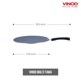 Vinod Cookware Flat Multi Cooking Griddle (Tawa) with Induction Base - 100% Aluminum Non Stick Pan with Anti Scratch Surface - Flat Multi Use Crepe Pan - (Black) - (12 IN / 30 CM)