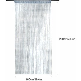 String Curtain Panels Door Fly Screen Room Divider Net Hanging Glitter Curtains,Decorative Tassel Ribbon Strip Silver Screen for Living room,Bedroom,Party Events (White, 39" x 79")
