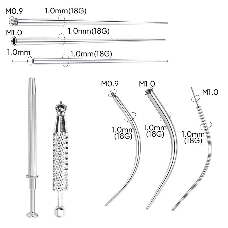 Cokoozoo 8pcs Piercing Tools Kit, Stainless Steel Flat Back Earring