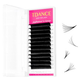 TDANCE Easy Fan Lash Extension Rapid Blooming Volume Eyelash Extensions C CC D DD J B L Curl 0.03-0.12mm Thickness Easy Fan Volume Lashes Self Fanning Eyelashes Extension (0.03-CC,10 mm)