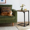 FDW C-Shaped End Table Wooden Top Side Table Adjustable Feet