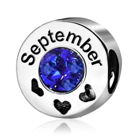 JMQJewelry Blue Heart Love September Womens Beads Charm for Bracelets Father Brother Dad Papa Jewelry Mother's Day Valentine's Day