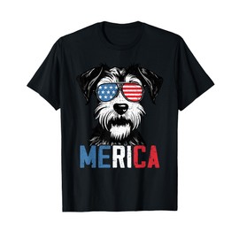 Patriotic Miniature Schnauzer Dog Merica 4th Of July Funny T-Shirt for Men Women Kids