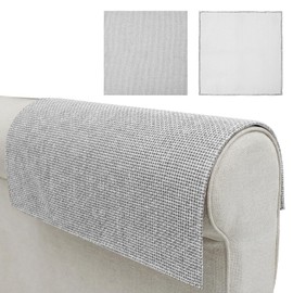 Caffney 2Pcs Waterproof Couch Arm Covers Set Non-Slip Couch Armrest Covers Chair Arm Cover Pads Soft Recliner Cushions Protectors for Sofa （27.6x27.6 inch）(Shallow gray-2 pieces-70x70cm)