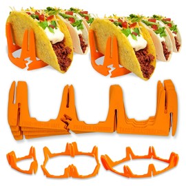 Twangler The Taco Wrangler Taco Holders, Configurable and Compact Silicone Stands, Microwave and Dishwasher Safe, 4pc Holds 1 to 6 (Orange)
