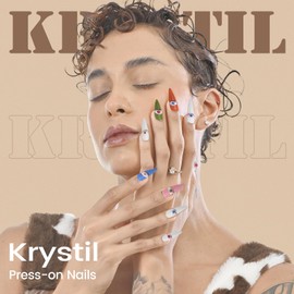 Krystil Artistic Press On Nails Creative Hand-Painted Designs with Exquisite Artwork Unique Manicure Experience – Perfect for Showcasing Your Individuality (Devil's eye, 5 Sizes)