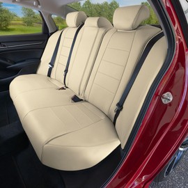 FH Group Custom Fit Car Seat Covers Compatible with Honda Accord 2018-2022 Sport | Sport SE | EX I EX-L | Touring Rear Set Faux Leather Automotive Seat Covers, Solid Beige