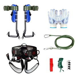 Zupixfer Tree Climbing Spikes, Tree Climbing Gear | Alloy Steel Spurs with Cowhide Leather Straps & Anti-Slip Pads(Blue)