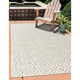 Unique Loom Jill Zarin Outdoor Collection Area Rug - Costa Rica (7' 10'' x 10' Rectangle, Light Gray/ Ivory)