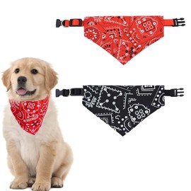Pack of 2 Dog Bandana Headscarves, Dog Neckerchief with Collar, Triangular Scarf, Dog Scarf, Adjustable Dog Neckerchief for Puppies, Small, Large Dogs and Cats