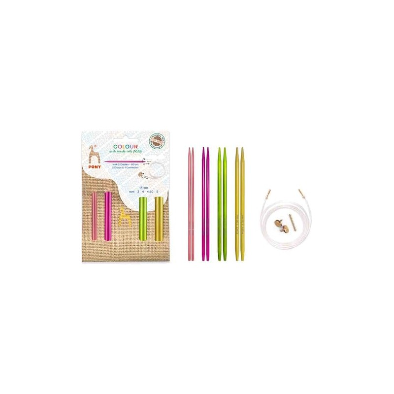 Pony Colour Interchangeable Knitting Tips Set - Just Jute 14cm