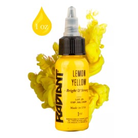 RADIANT COLORS Tinta Profesional Para Tatuar Radiant Lemon Yellow 1oz